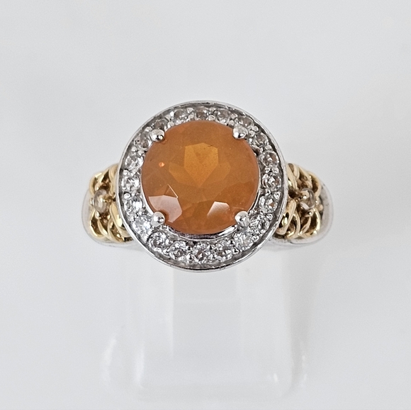 Victoria Wieck Fire Opal & White Topaz Ring Sterling Silver 14k Vermeil Size 7! - Picture 5 of 7
